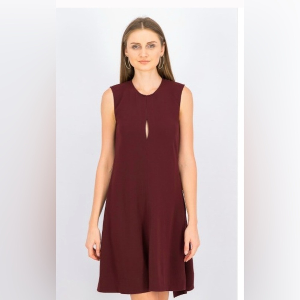Theory Desza Admiral Crepe Black Asymmetrical Hem Belted Dress Sz 6